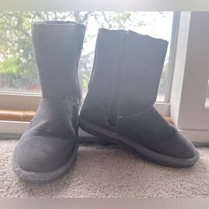 Girls Harper Canyon faux shearling zipper boots, dark gray, size 12